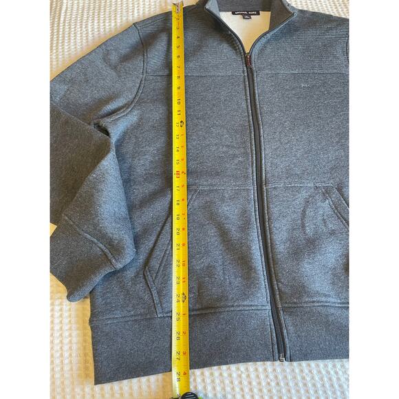 Michael Kors Men's Collared Full Zip Ribbed Navy Blue Cozy Sweatshirt XL - Picture 6 of 10